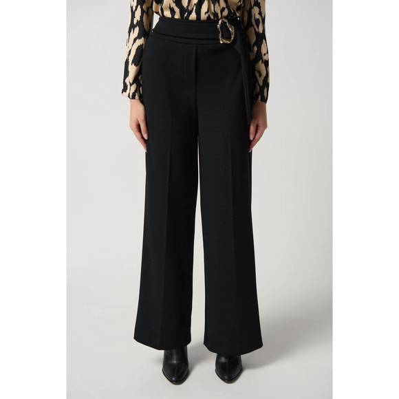 NEW JOSEPH RIBKOFF scuba crepe wide-leg pants in black